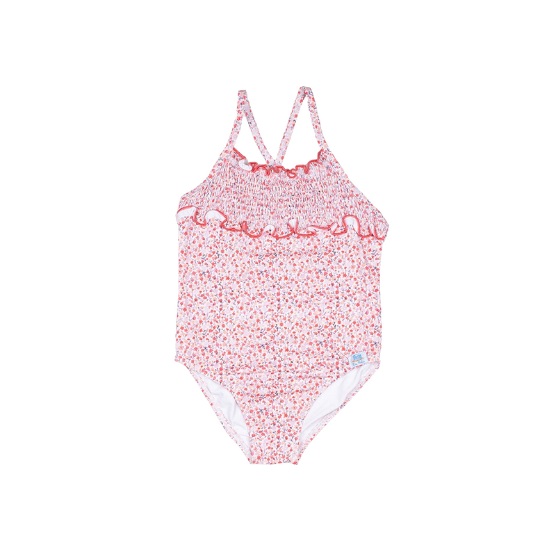 Traje de baño con goma flor coral