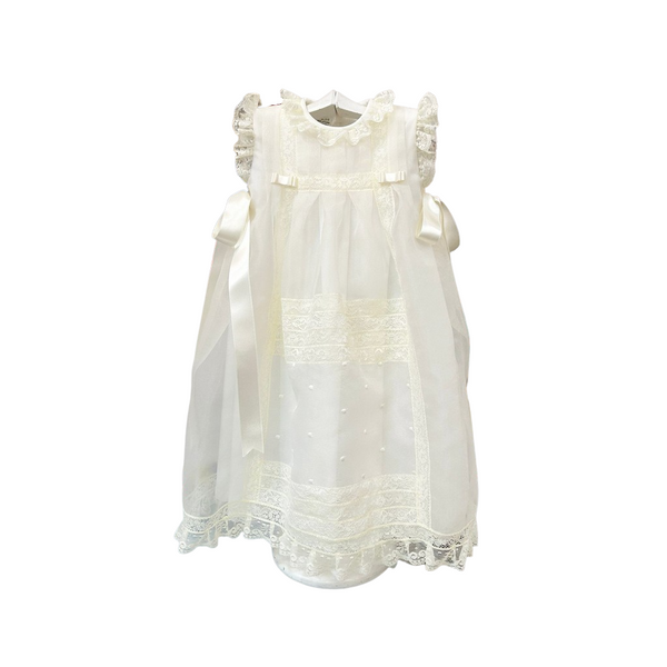 Faldón corto bautizo sin mangas cristal