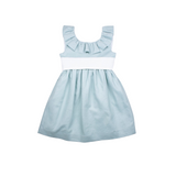 Vestido cuello volante fajin crudo